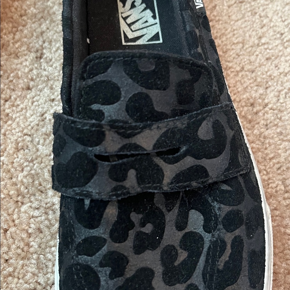 Vans Style 53 Black Embossed Leopard Slip On Sneakers - Picture 2 of 7